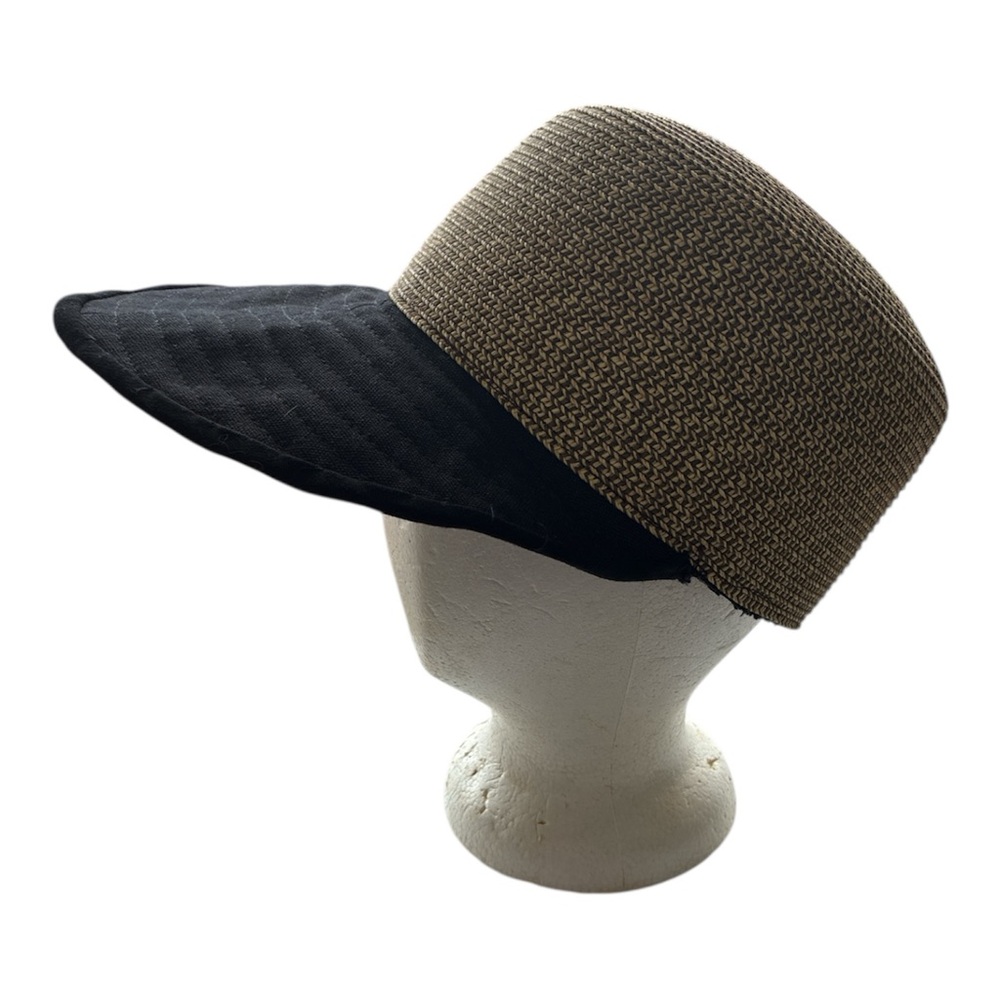Scala Beach Sun Hat Woven Brown Crown Wide Black Brim Structured Protection
